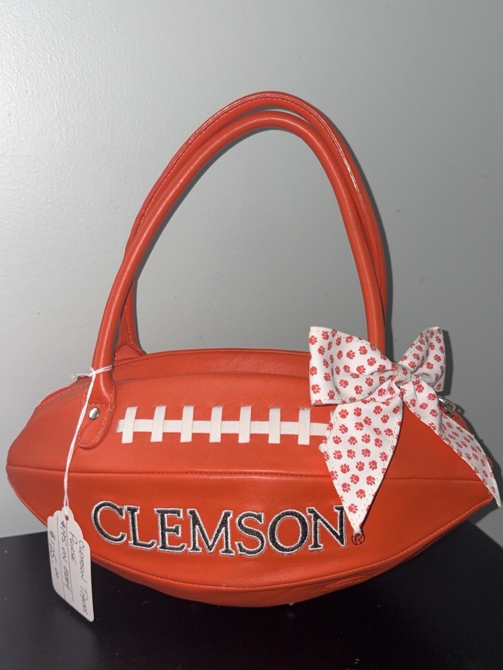 Orange Football-Shaped Women’s Handbag